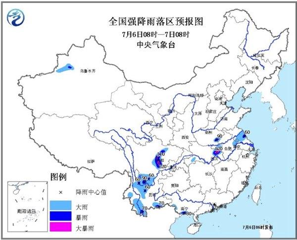 预警:湖北东北部四川盆地西部局地有大暴雨