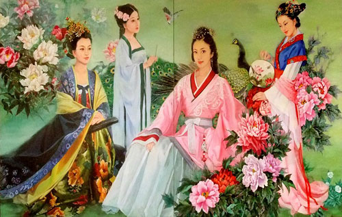 画家从《牡丹亭》汲取灵感表现“游园惊梦”情景