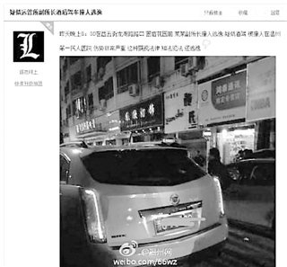 网曝浙江一副所长酒驾撞人逃逸回应称车借朋友(图)