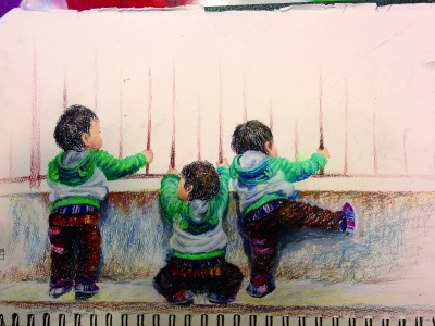 80后妈妈随身携带画笔记录女儿成长点滴(图)