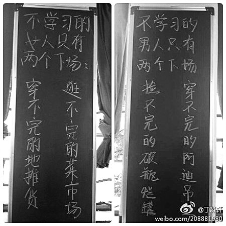高三学生传另类励志标语少壮不努力老大当屌丝