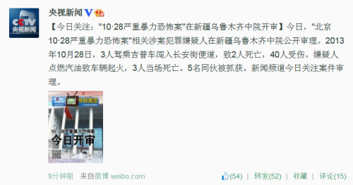 北京吉普车冲撞天安门金水桥暴恐案今日公开审理