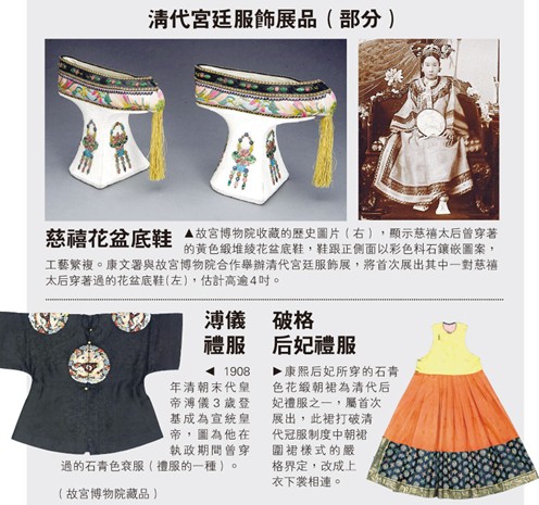 香港展出清朝宫廷服饰慈禧4寸花盆底鞋首次曝光