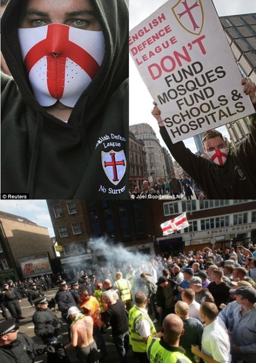 伦敦极右翼团体千人示威与警冲突 60人被捕(图)