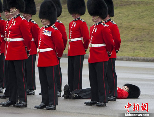 等待英凯特王妃到访爱尔兰卫队一卫兵晕倒(图)