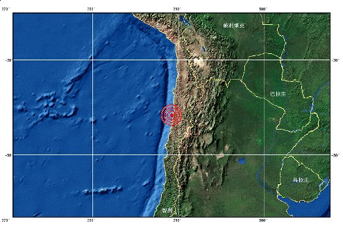 智利发生6.0级地震震源深度30公里(图)