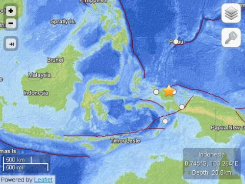 印尼东部发生5.8级地震一天连续两次地震(图)