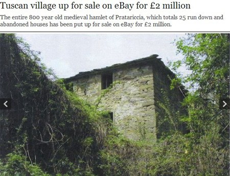意大利800年历史古村出售标价200万英镑(图)