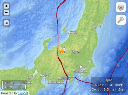 日本长野县发生4.8级地震多地均有震感(图)
