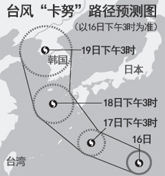 韩国多地将受台风“卡努”影响或遭遇暴雨（图）