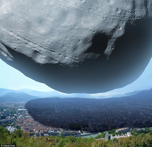 艺术家模拟火星卫星降临法国城市情形(组图)