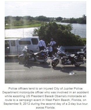 奥巴马车队遭遇车祸一名摩托骑警被撞身亡(图)