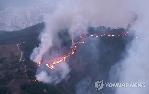 韩国多地发生森林火灾造成1人死亡10余人受伤