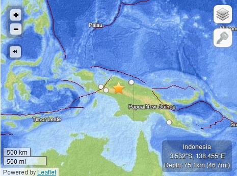 印度尼西亚伊里安查亚地区发生71级地震图