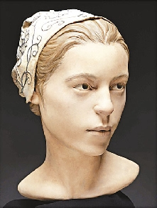 图为遗骸头颅部分的复原样貌.法新社