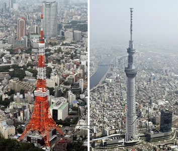东京晴空塔正式取代东京塔发射电视信号(图)