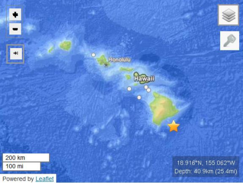 夏威夷地震震级降至5.3级官员称不会引起海啸