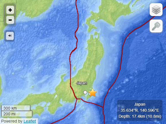 日本关东沿海发生4.6级地震距东京82公里(图)