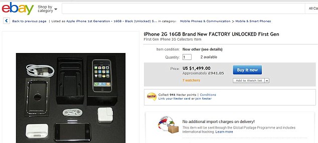 首代iPhone变珍藏品拍卖网站叫价超过万元(图)