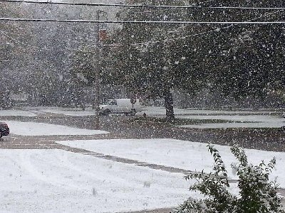 美国芝加哥降初雪创76年来最早降雪记录(图)