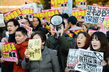 大批日本民众集会反对强行通过保密法案(图)