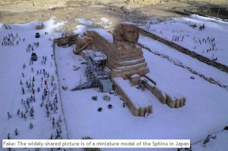 斯芬克斯像披皑皑白雪?埃及雪景照被指造假(图)