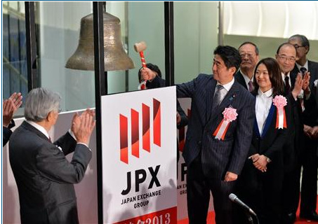 安倍出席股市最终交易日仪式系日本首相首次出席