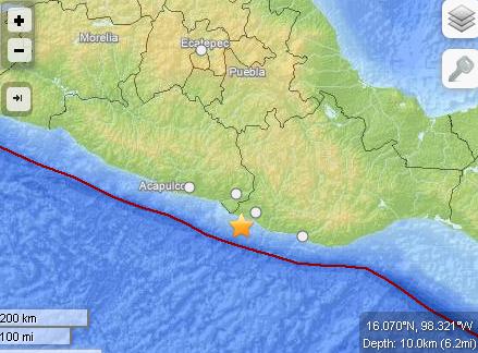 墨西哥南部近海发生里氏5.8级地震(图)
