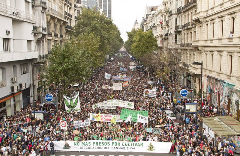 阿根廷20万人上街游行要求实现大麻合法化(图)