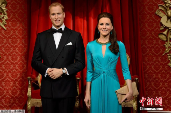 威廉夫妇蜡像变身:王子头发变稀王妃换礼服(图)