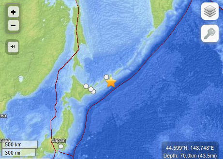 千叶群岛发生6.2级地震无海啸警告和伤亡(图)