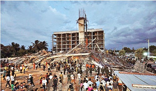 泰国在建楼房坍塌已致3死19伤十余人被困(图)