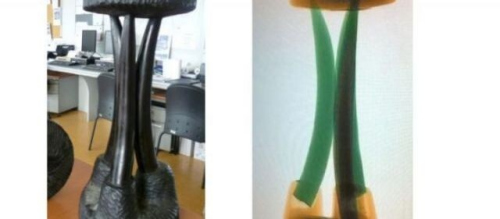 法海关在凳脚中查获6根象牙重量超25公斤(图)