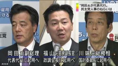 日本民主党确立新高层多位前政府高官入围