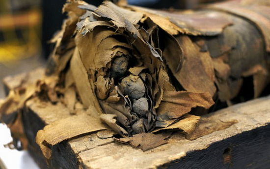2500年前古埃及石棺首见天日木乃伊脚趾外露