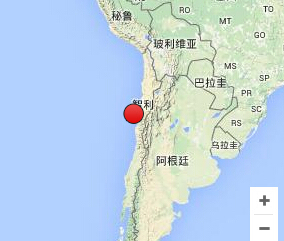 智利中部沿海发生6.0级地震震源深度10千米(图)