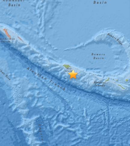 阿拉斯加发生5.0级地震震源深度39.1公里(图)