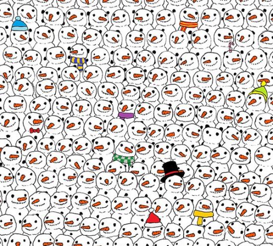 一张图火爆外国朋友圈:你能从雪人里找到熊猫吗?