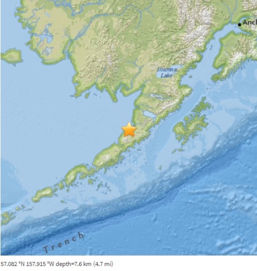 美国阿拉斯加半岛发生6.0级地震震源深度7.6千米