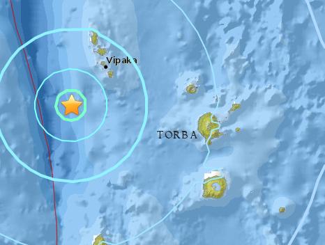 瓦努阿图附近海域5.8级地震震源深度10公里