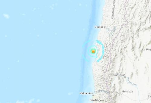 智利西部海域发生5.6级地震震源深度48.2公里