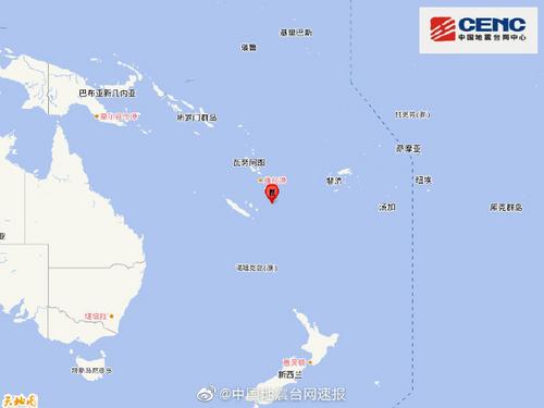 瓦努阿图群岛发生5.6级地震震源深度100千米