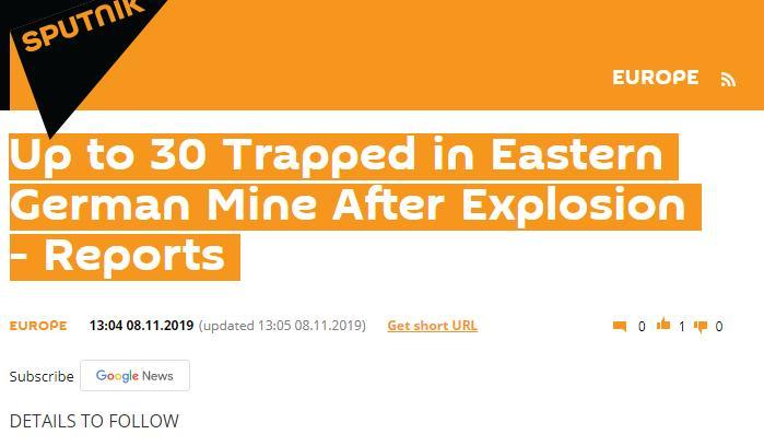 外媒：德国东部一处矿井发生爆炸致30人被困
