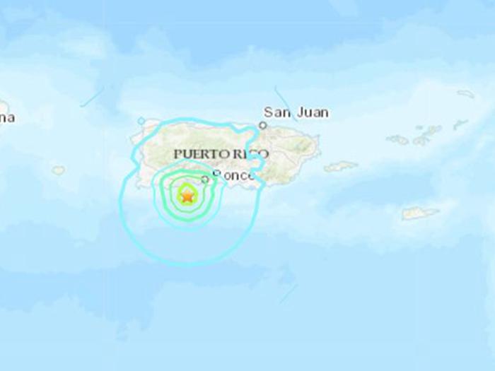 波多黎各群岛东南部发生5.7级地震震源深度10公里