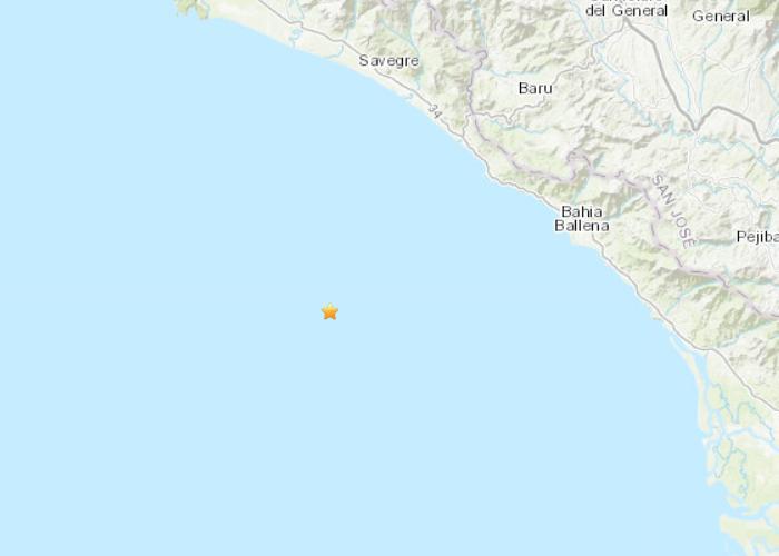 哥斯达黎加附近海域发生5级地震震源深度17.8公里