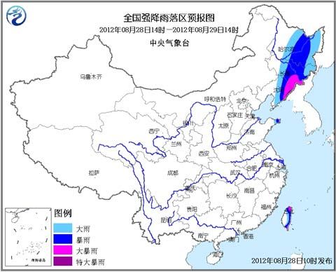 暴雨蓝色预警:山东半岛及东北东部有强降雨