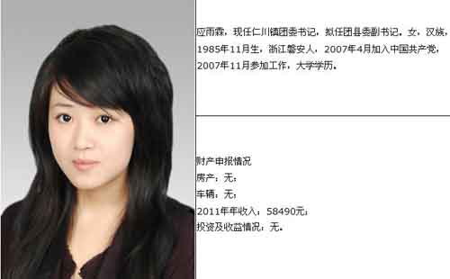 浙江磐安干部任前公示85后美女官员年入不到6万