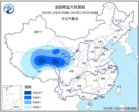 中国大部遭新冷空气来袭青藏高原东部有明显降雪