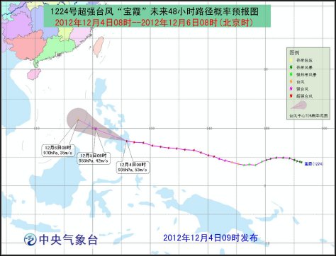 超强台风“宝霞”将进入中国南海东南部海面