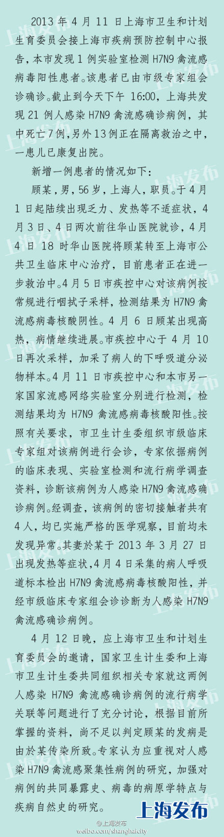 �Ϻ�����1��H7N9�����в������޴�ǰ����ȷ��